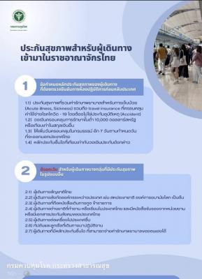 ประกันสุขภาพสำหรับผู้เดินทางเข้ามาในราชอาณาจักรไทย